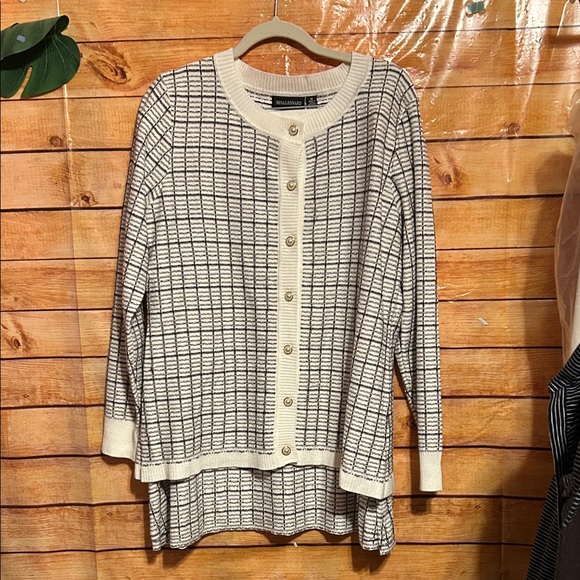 Nina Leonard 2-piece Tweed Cardi and Skirt Set size M - Picture 2 of 5